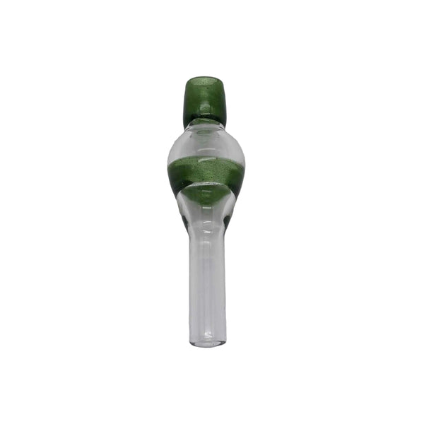This is the Sparkle Green High Ariflow (10mm) Dart Whip Mouthpieces by Biting Glass available at Ritual Colorado. These sleek mouthpieces securely fit into your 3/8" inner diameter tubing and provide a refined experience.