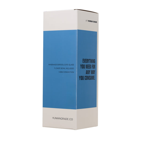This is the 12" Straight Tube Bong by Human Grade available at Ritual Colorado. Featuring a showerhead perc, 14mm connection and ice catcher for a refined water piece at a great price.