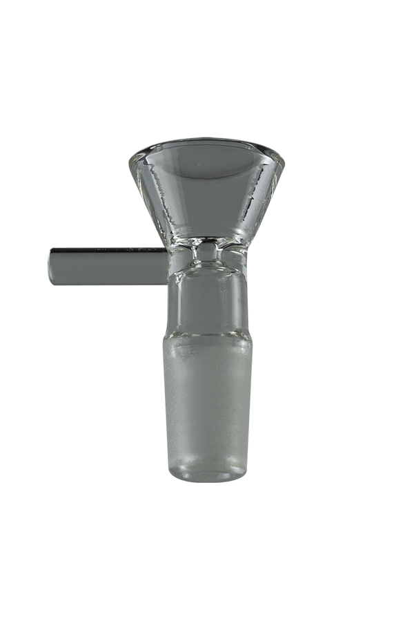 This is the 14mm Angled Glass Bowl from Ritual Glass available at Ritual Colorado. Featuring a handle on the side for easy management and angled walls this is a great combustion bowl option.