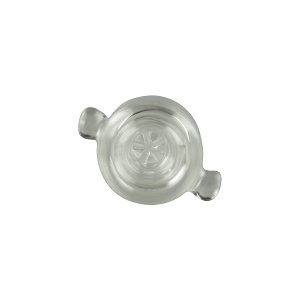 This is the glass Barrel Flower Bowl by Ritual Glass available at Ritual Colorado. Featuring a 14mm connection and built-in 5 hole screen this is a smooth hitting and sturdy combustion slide.