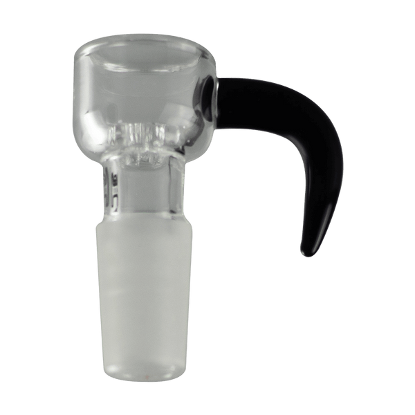 This is the Horn Flower Bowl by Human Grade available at Ritual Colorado. Featuring a curved horn handle and 6-hole glass screen this is a convenient herb bowl available in 10mm & 14mm.