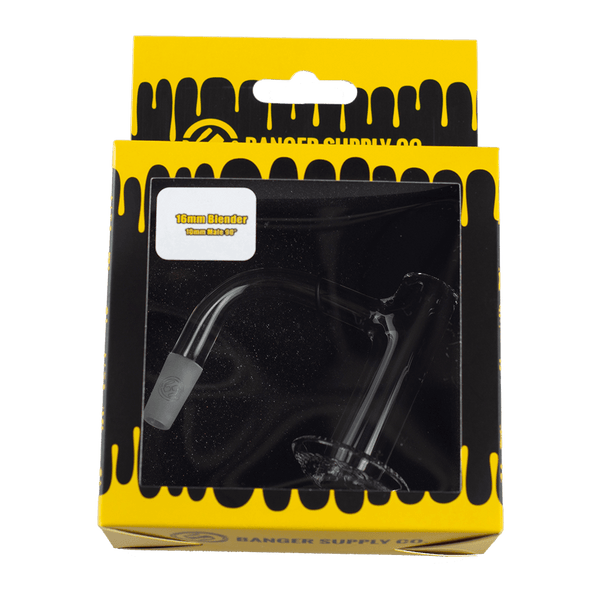 This is the 16mm Blender from Banger Supply available at Ritual Colorado. This fully welded banger features high quality quartz which retains heat very well. The patterned bottom dish adds sophistication to this top quality quartz banger.