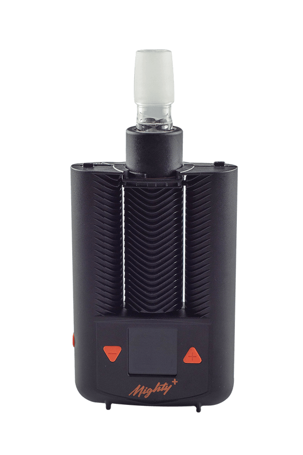 This is a water pipe adapter for the Mighty+ and Crafty+ by Storz & Bickel available at Ritual Colorado. It features a glass water pipe adapter with a plastic collar that fits onto your Storz & Bickel device just like the base cooling unit. Maximize your dry herb hits by running them through water with this awesome accessory.