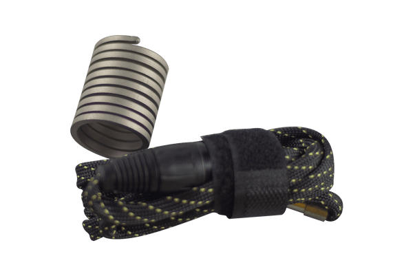 This is the 25mm Long Heater Coil from QaromaShop available at Ritual Colorado. Perfect for the new 360XLS ball vape this coil provides even and powerful heating.