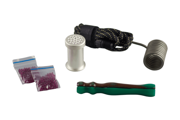 This is the 360XLS Upgrade Kit ball vape from QaromaShop available at Ritual Colorado. Featuring a silver plated titanium housing this kit offers impressive flavor and huge rips.