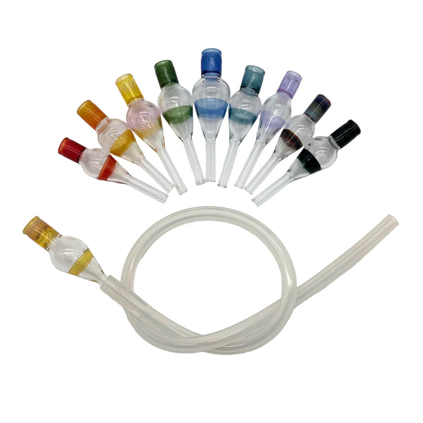 These are the Standard (7mm) Dart Whip Mouthpieces by Biting Glass available at Ritual Colorado. These sleek mouthpieces securely fit into your 1/4" inner diameter tubing and provide a refined experience.