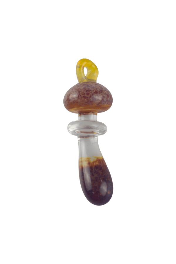 These are Loop Mushroom Pendants by Technicolor Tony available at Ritual Colorado. Featuring vibrant glass colors these handmade jewelry pieces are crafted in Denver, CO.