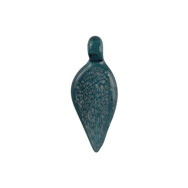 This is the Blue Stardust Glass Leaf Pendant by Biting Glass available at Ritual Colorado. Featuring vibrant glass colors, carved texture and a built-in bail for a sleek piece of jewelry made locally in Denver, Colorado.