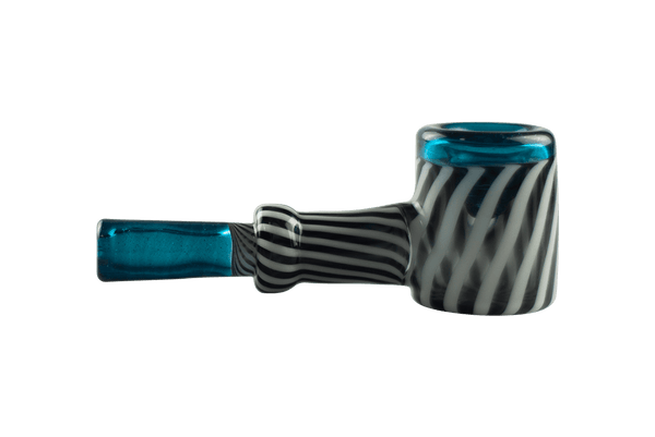 This is the Blue Stardust Pinstripe Hammer Pipe by Technicolor Tonys available at Ritual Colorado. Featuring clean lines and subtle details this is an awesome heady american glass pipe.