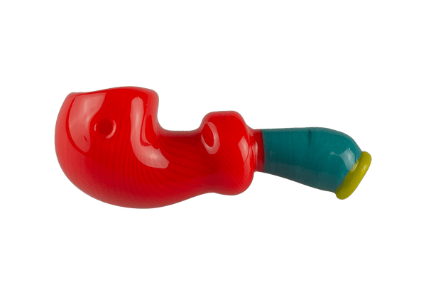 This is the Blue & Orange Hand Pipe from Technicolor Tonys available at Ritual Colorado. It features a carb hole on the left side of the bowl and swirling lines throughout the orange body. Check out all of Technicolor Tonys heady glass pipes at Ritual Colorado.