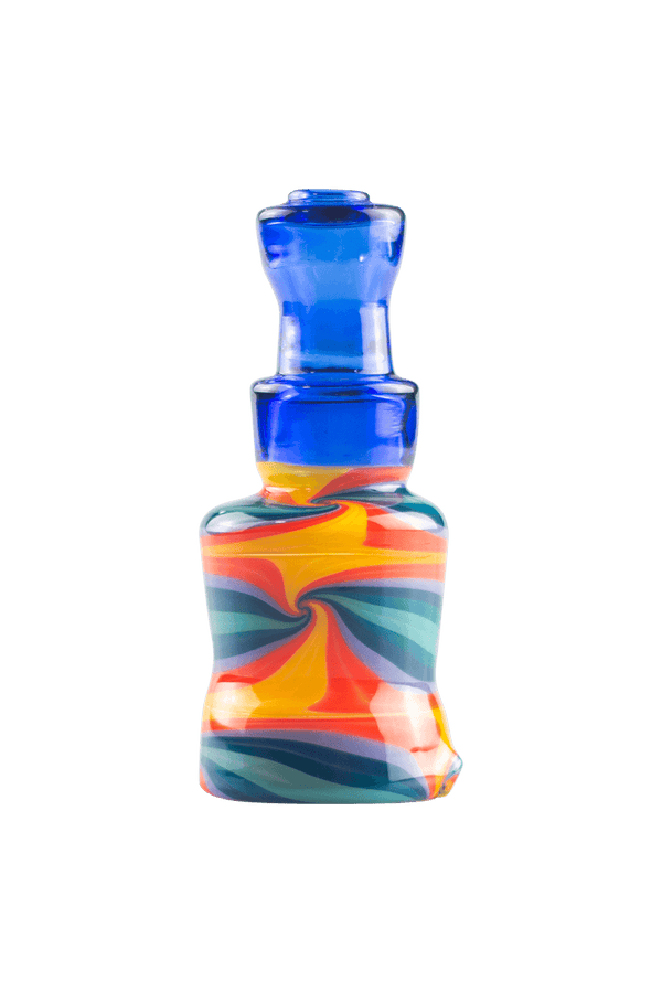 This is the Wig Wag Puffco Peak Dry Top from Technicolor Tonys available at Ritual Colorado. Featuring a multi-color swirling base accented by a bright colored mouthpiece these are a great locally made upgrade to your eRig.