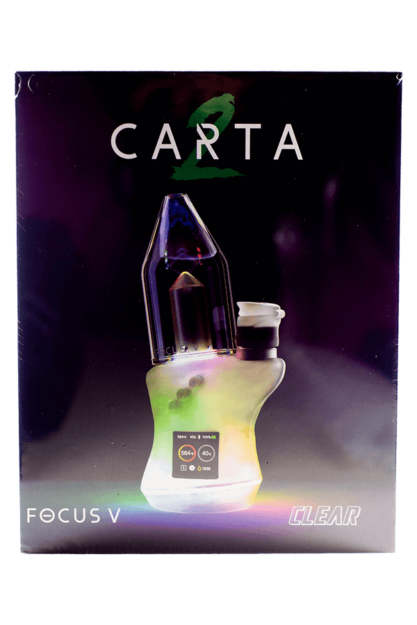 This is the Carta 2 from Focus V in clear available at Ritual Colorado. This smart e-rig offers fully customizable RGB LEDs, an easy-to-read OLED display, bluetooth connectivity and lots of other features. Most importantly, it offer open airflow for large and powerful dabs.