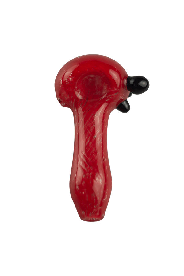 This is a heady spoon pipe from Hornsilver Glass available at Ritual Colorado. Featuring vibrant glass colors, three carved notches on the body and accent colors on the bowl these are incredible hand blown artwork at a great price.