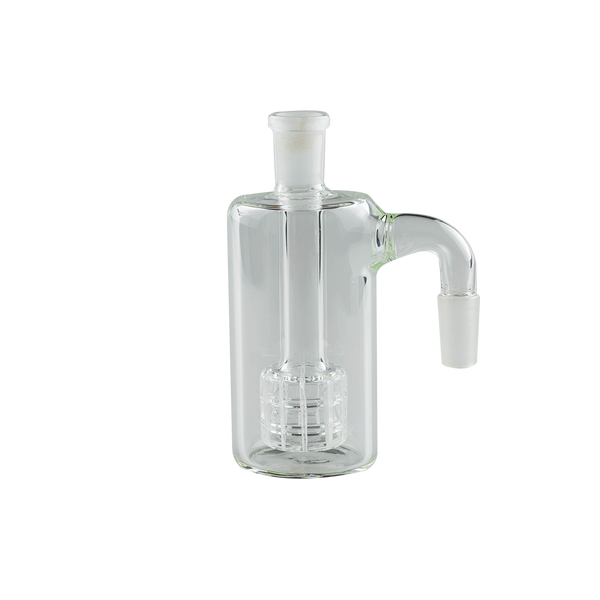 This is the Cash Catcher Ash Catcher from Ritual Glass available at Ritual Colorado. It features a male and female connection (14mm or 19mm) as well as a showerhead perc for filtration. Use with water as a bubbler or as a dry herb catcher to keep your glass clean.