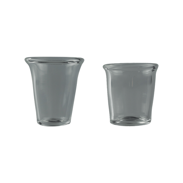 These are Clear Shot Glasses by Technicolor Tony available at Ritual Colorado. Handmade in Denver, Colorado these sleek borosilicate glasses are a fun drinking option.