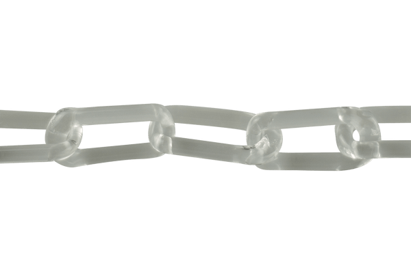 This is the small size Clear Glass Chain Necklace by Technicolor Tony available at Ritual Colorado. Featuring handmade glass links these beautiful chains are made here locally in Denver, Colorado.