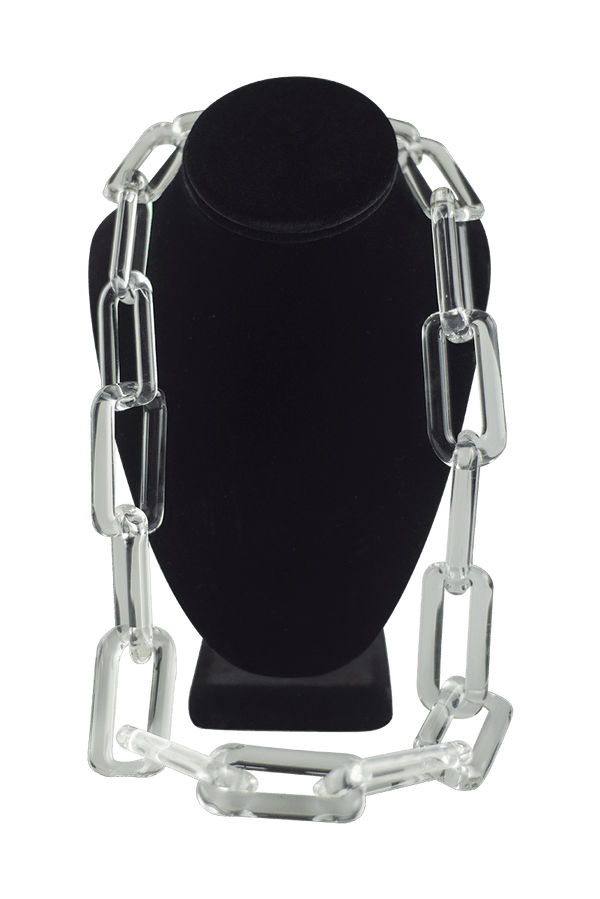 This is the XL size Clear Glass Chain Necklace by Technicolor Tony available at Ritual Colorado. Featuring handmade glass links these beautiful chains are made here locally in Denver, Colorado.