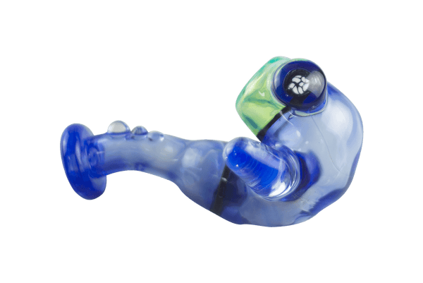 This is the Cobalt Titan Sherlock by Hornsilver Glass available at Ritual Colorado. A heady sherlock pipe blown here in Denver, Colorado.