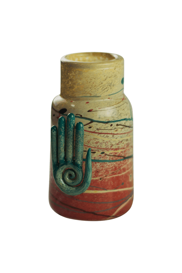 This is the Eternal Life Glass Jar by Maze Glass available at Ritual Colorado. Featuring a cork stopper and Eternal Life pendant this is a one-of-a-kind glass jar.