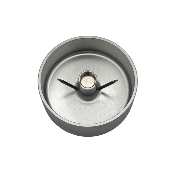 This is the Silver Spiked Debowler Ashtray by Ritual Co. available at Ritual Colorado. Featuring two spikes for easy cleaning of your bowl, a large material gathering area in the base, and a magnet in the center for easy storage of your stick vaporizer.