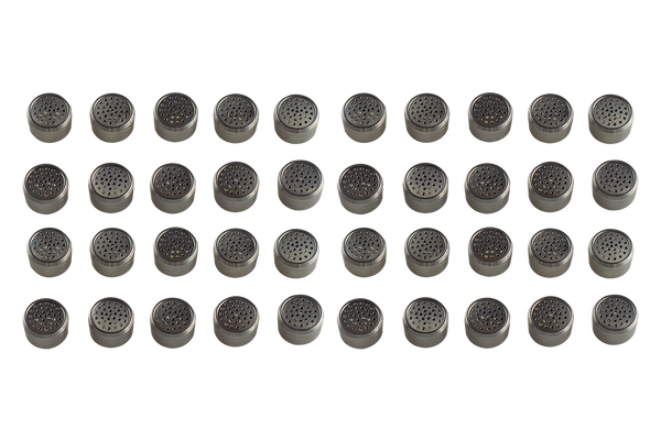 These are stainless steel dosing caps that work with Storz & Bickel vaporizers (Mighty+ Crafty+. Venty) and are available at Ritual Colorado. These dosing caps help keep your vaporizers oven clean for longer and also offer easy bowl swapping and reloading on the go.