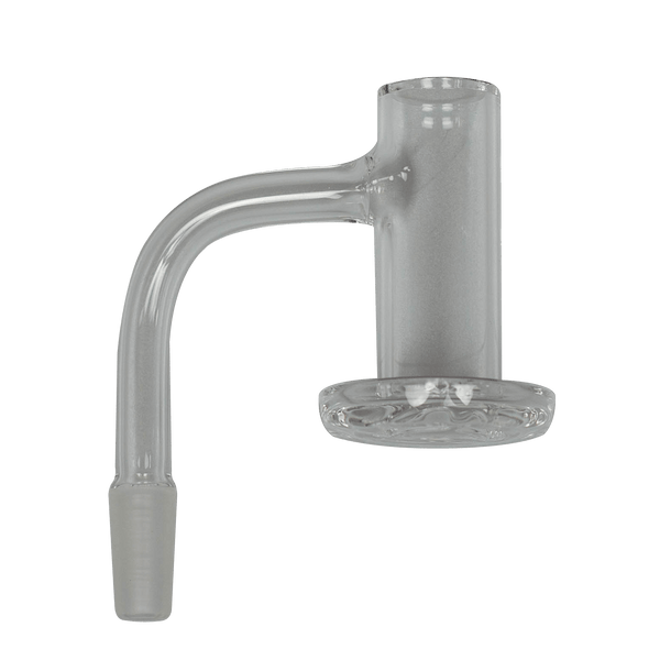 This is the 90 Degree joint angle Quartz Slurpee Banger from Evan Shore Bangers available at Ritual. Made from American quartz, featuring a slurper body and clean beveled edge. This banger is great for the heady quartz collectors and dab connoisseurs.