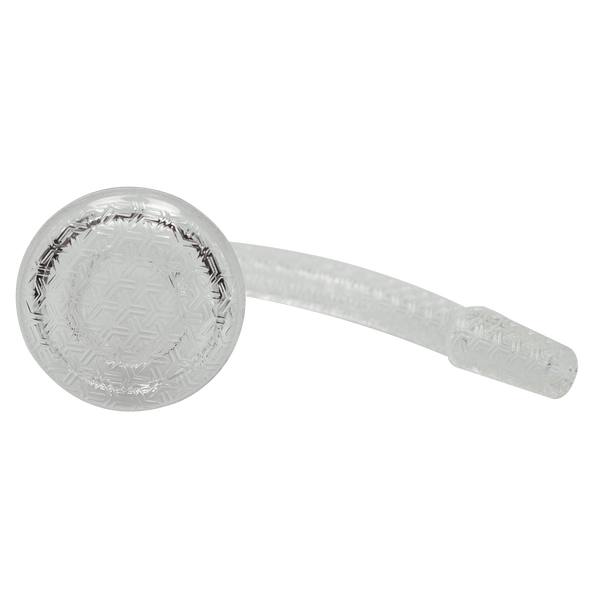 This is the 45 Degree joint angle Trippy Slurpee Banger from Evan Shore Bangers available at Ritual. Made from American quartz, this banger is fully engraved with a gorgeous Goyardish pattern. This banger is great for the heady quartz collectors and dab connoisseurs.