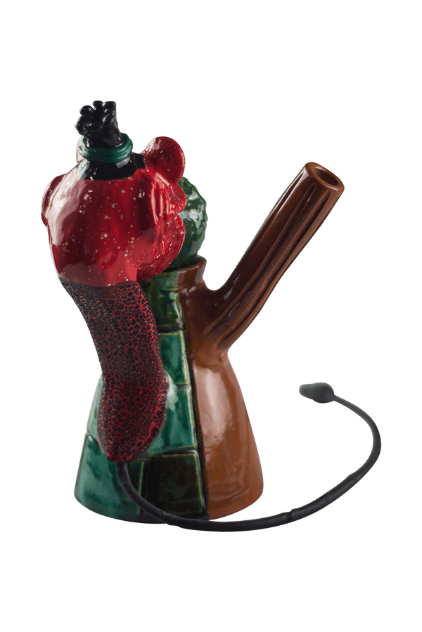 This is the VapBong Art Edition "Eat Weed Gang" OAB by Jaxel's Art available at Ritual Colorado. An all-in-one desktop dry herb vape and ceramic water piece fully sculpted and glazed in a one-of-a-kind creation.