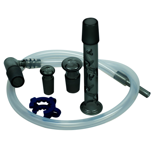 This is the Elephant Cage from Ritual Glass available at Ritual Colorado. Featuring a massive globe body this impressive water piece provides maximum vapor cooling for the perfect hit every time. Includes an aluminum cage, three connections, a trumpet mouthpiece, and whip this is a great daily driver glass piece!