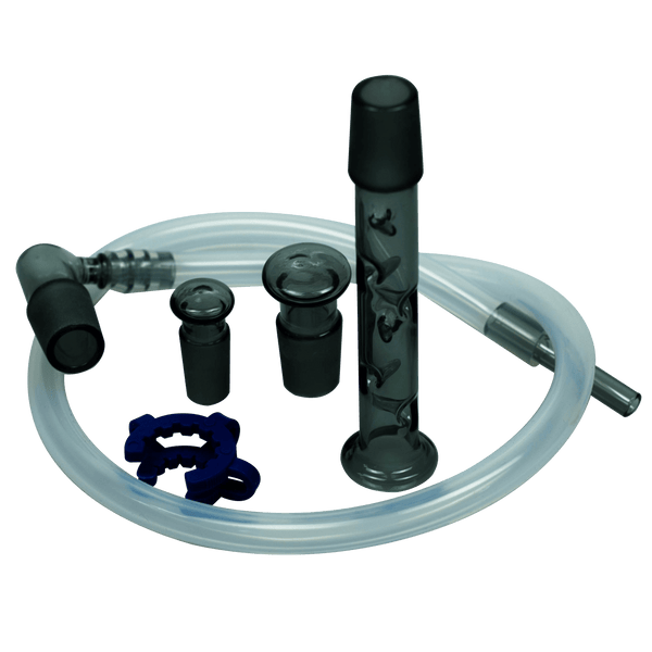 This is the Elephant Cage from Ritual Glass available at Ritual Colorado. Featuring a massive globe body this impressive water piece provides maximum vapor cooling for the perfect hit every time. Includes an aluminum cage, three connections, a trumpet mouthpiece, and whip this is a great daily driver glass piece!