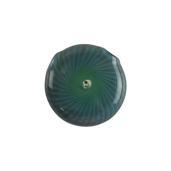 This is the Honeycomb Implosion Disc Pendant by Technicolor Tony available at Ritual Colorado. A vibrant heady jewelry piece with tons of different colors depending on the angle you view from.