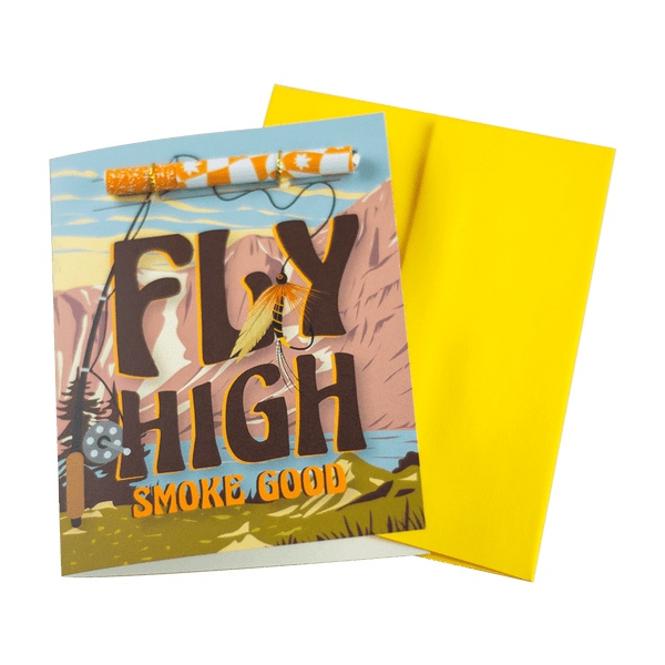 This is the Fly High Smoke Good cannabis greeting card from KushKards available at Ritual Colorado. A fun greeting card with an included one-hitter perfect for the stoner in your life.