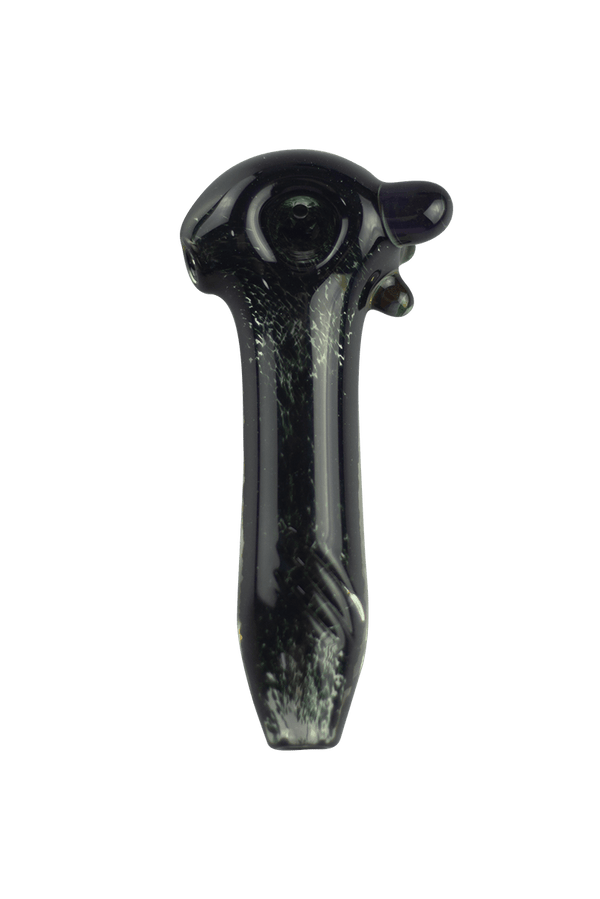 This is a heady spoon pipe from Hornsilver Glass available at Ritual Colorado. Featuring vibrant glass colors, three carved notches on the body and accent colors on the bowl these are incredible hand blown artwork at a great price.