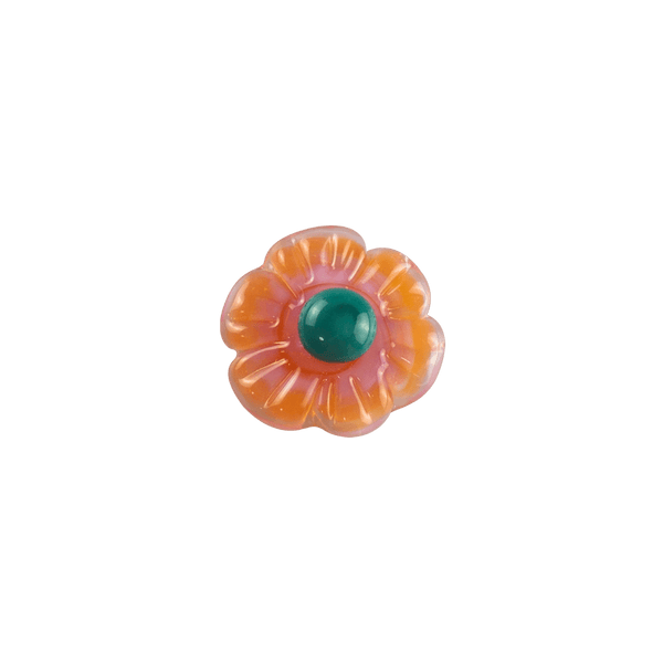 These are Glass Flower Choose-A-Charms by Technicolor Tony available at Ritual Colorado. Featuring customizable backing and handmade here in Denver, CO these unique glass charms are a vibrant way to show off some color.