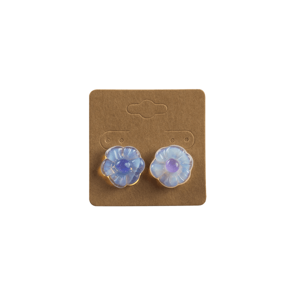 These are Ghost / Purple Lollipop Glass Flower Earrings by Technicolor Tony available at Ritual Colorado. Made here in Denver these beautiful handmade jewelry pieces are one of a kind!