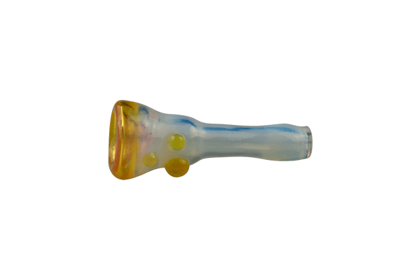 This is the Ghost Chillum by Technicolor Tony available at Ritual Colorado. Featuring Ghost & Rasta Sauce glass colors for a vibrant one hitter made locally in Denver, CO.