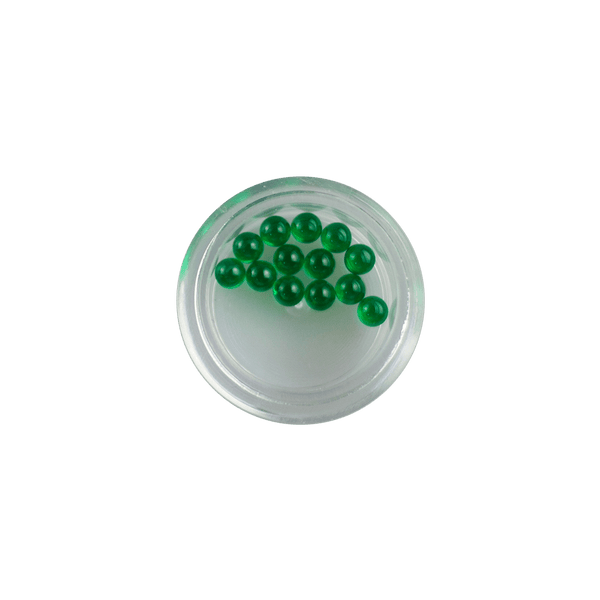 These are Green 4mm Nano Gem Terp Pearls from Ritual Co. available at Ritual Colorado. Beautiful AAA-Quality lab grown gemstones that provide a refined upgrade to your dab experience.
