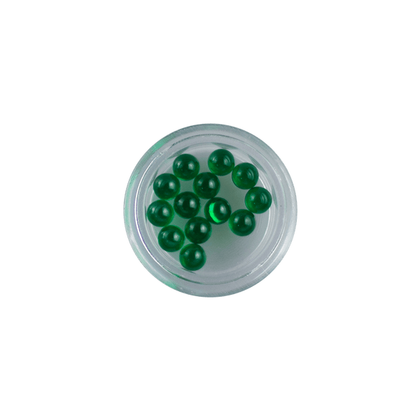 These are Green 5mm Nano Gem Terp Pearls from Ritual Co. available at Ritual Colorado. Beautiful AAA-Quality lab grown gemstones that provide a refined upgrade to your dab experience.