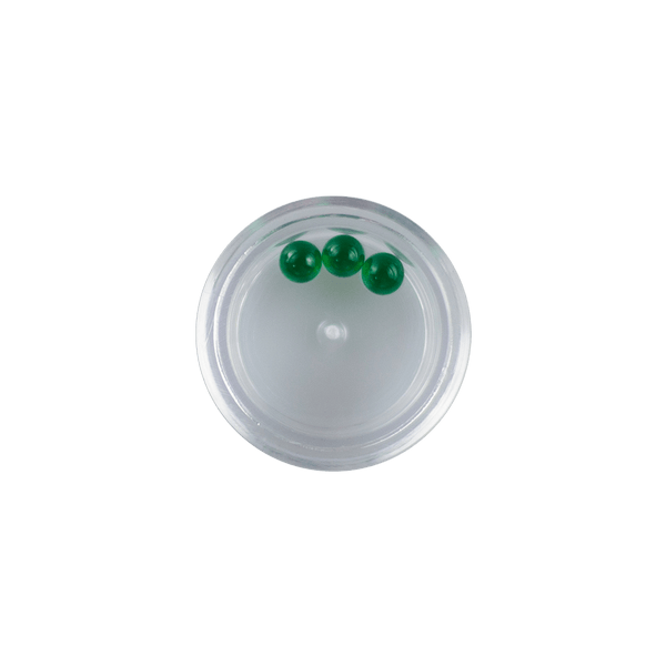These are Green 5mm Nano Gem Terp Pearls from Ritual Co. available at Ritual Colorado. Beautiful AAA-Quality lab grown gemstones that provide a refined upgrade to your dab experience.