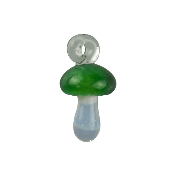 These are Mini Mushroom Pendants by Biting Glass available at Ritual Colorado. Featuring a built-in glass loop as well as vibrant colored mushrooms these are fun little jewelry and decor pieces.