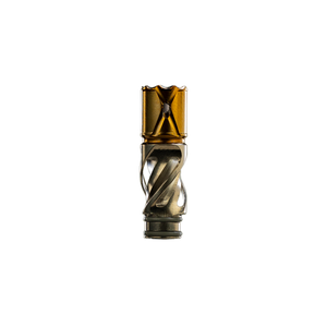 This is the Helix Titanium Tip from Dynavap available at Ritual Colorado. It features a triple helix design which greatly reduces heat transferred to the stem. The golden titanium features a special treatment making it extra durable. Compatible with all Dynavap devices the Helix Titanium Tip is a great innovation on their classic design. 