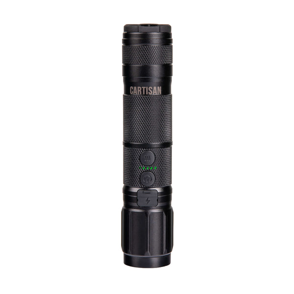 This is the Black High Beam by Cartisan available at Ritual Colorado. A sleek combined 1500 mah 510-thread battery combined with a flashlight in one discrete package.