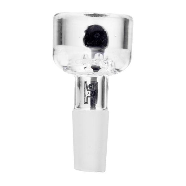 This is the Horn Flower Bowl by Human Grade available at Ritual Colorado. Featuring a curved horn handle and 6-hole glass screen this is a convenient herb bowl available in 10mm & 14mm.