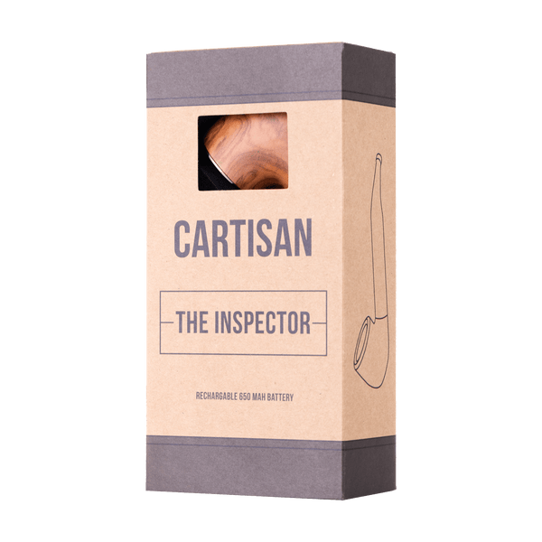 This is The Inspector (Burl) 510 Battery from Cartisan available at Ritual Colorado. A top of the line pipe-style battery with a colorful display for all your cartridge sessions.