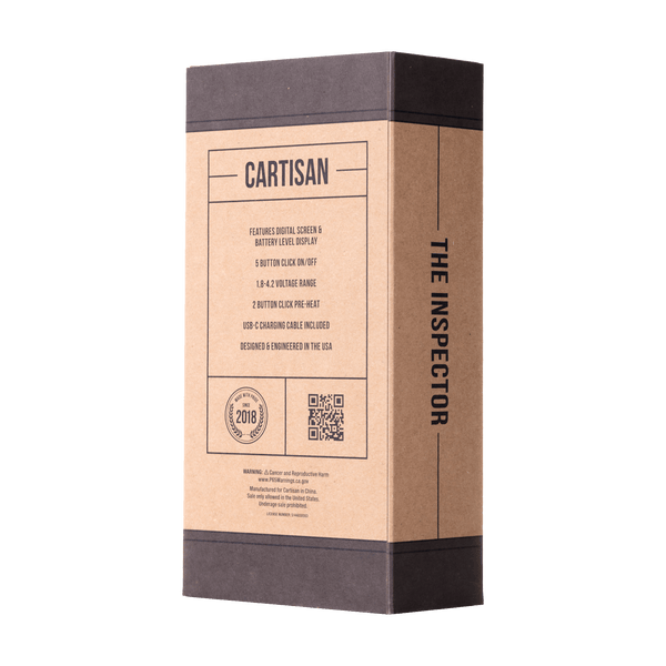 This is The Inspector 510 Battery from Cartisan available at Ritual Colorado. A top of the line pipe-style battery with a colorful display for all your cartridge sessions.