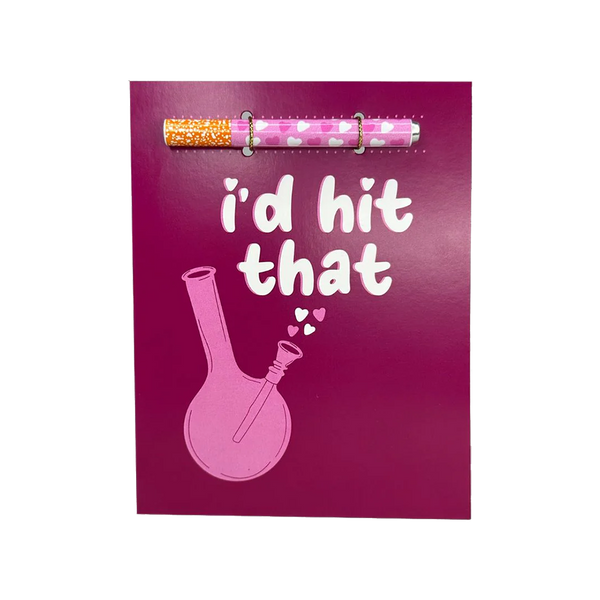 This is the I'd Hit That cannabis greeting card from KushKards available at Ritual Colorado. A fun greeting card with an included one-hitter perfect for the stoner in your life.
