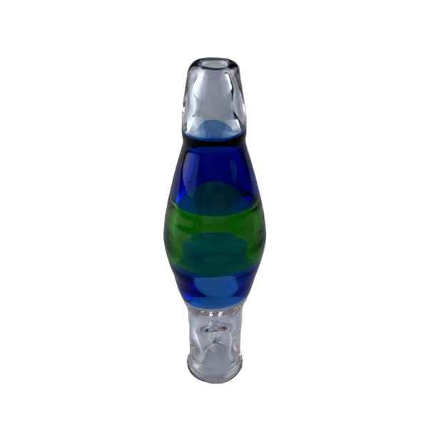This is the Lava Lamp Pivot Top by Biting Glass available at Ritual Colorado. Featuring a tall body for maximum vapor cooling as well as a directional air hole and dimple to stop you from pulling up a terp pearl.