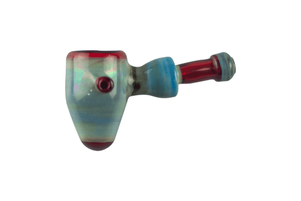 This is the Ruby Corn Cob Pipe from Technicolor Tony's available at Ritual Colorado. Featuring a sizeable bowl and striking ruby accents this heady hand pipe is a great addition to any collection.