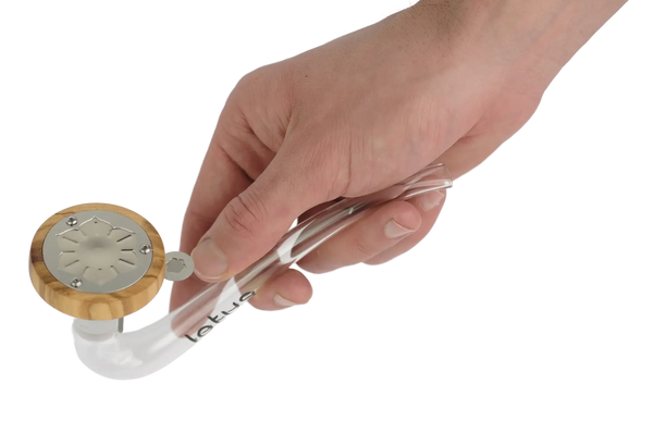 This is the Olive Lotus Vaporizer Kit by INHALE available at Ritual Colorado. A portable torch-powered dry herb vape with included glass dry pipe and 14mm bowl that you can use with all your favorite glass bongs.