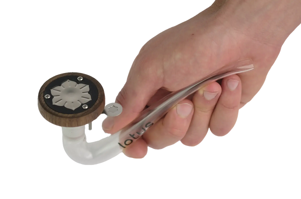 This is the Walnut Lotus Vaporizer Kit by INHALE available at Ritual Colorado. A portable torch-powered dry herb vape with included glass dry pipe and 14mm bowl that you can use with all your favorite glass bongs.